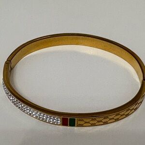 Gorgeous Sparkling Iconic Logo Hinged Cuff Women's Bracelet